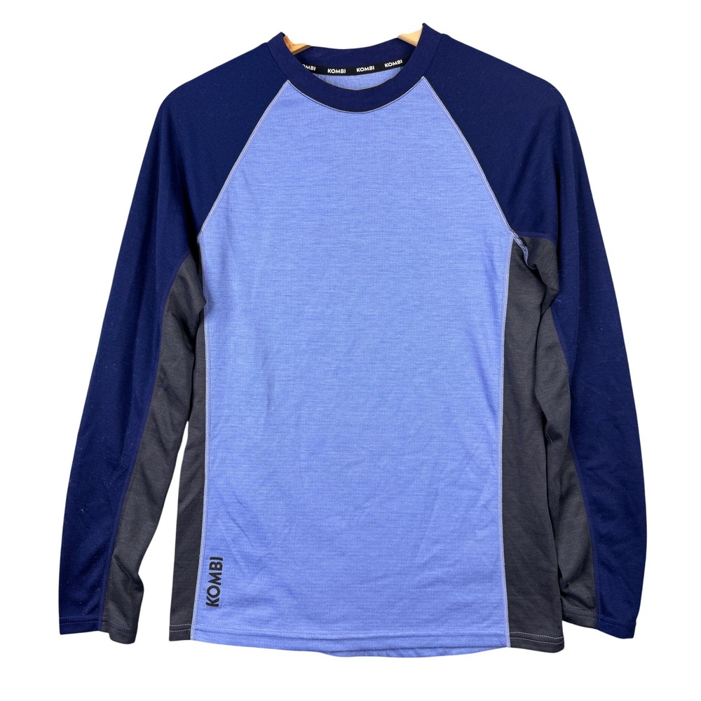 Kombi MerinoMIX PRO Crew Top Blue Colorblock Merino Wool Base Layer Womens S